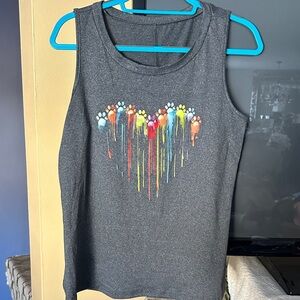 Shein Charcoal Gray Fabric with 🌈 Rainbow 🌈 Paw Prints